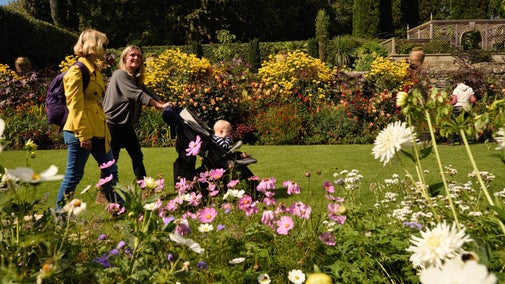 Visitors enjoying the Plas Newydd gardens
